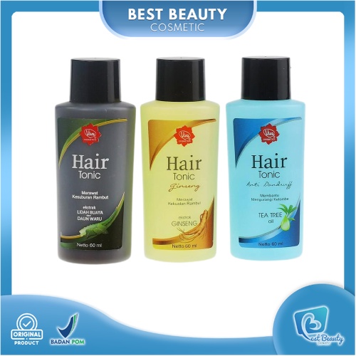 ★ BB ★ Viva Hair Tonic ekstrak Lidah Buaya &amp; Daun Waru - Anti Dandruf - Ginseng 60 ml