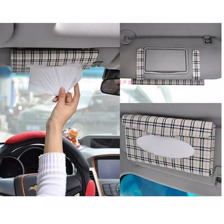 TEMPAT TISSUE MOTIF KOTAK KOTAK Sunvisor Mobil Holder Tisu Car Tisue Mobil