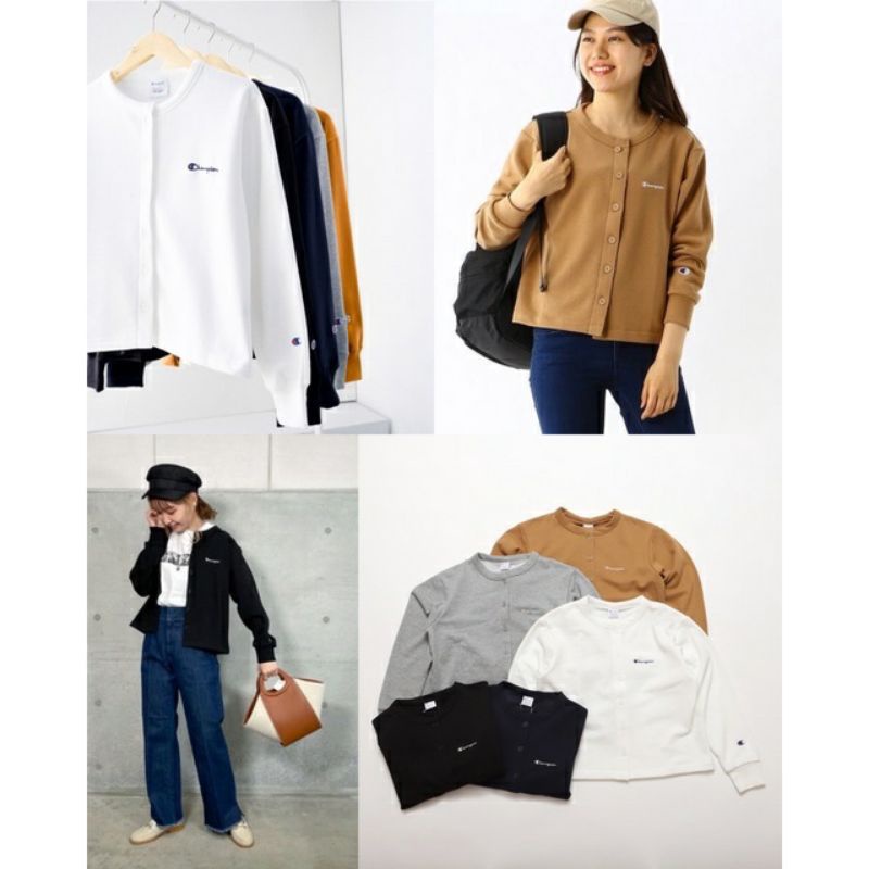 Champion Small Script Cardigan Champion Button Sweat Shirt Cardigan Wanita Originsal Branded