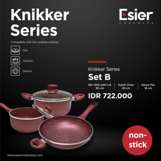 Esier knikker series set B Dutch oven, Pan fry, Stir Wok