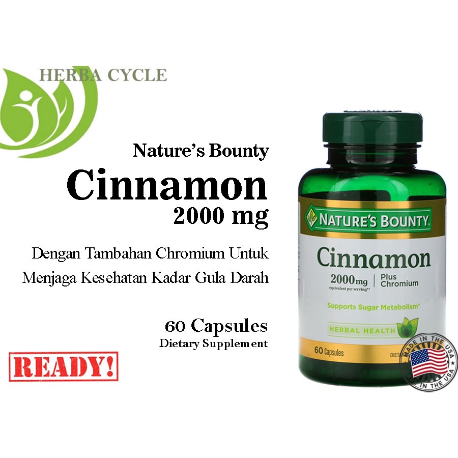 Natures Bounty Cinnamon plus Chromium 2000 mg 60 Cap Nature Kayu Manis