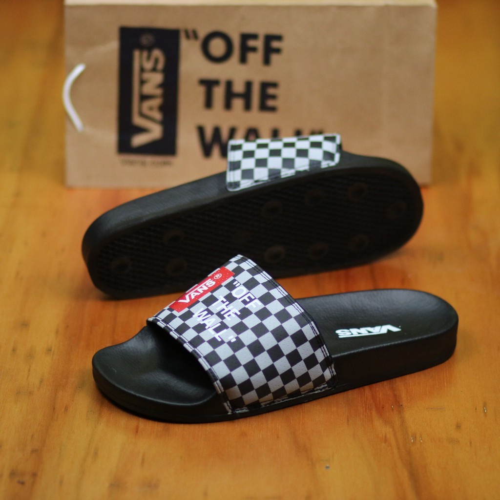 Sendal Pria Slide Vans Urban Bahan Kulit Santai Nyaman Jalan NgemalL HangOut Kekinian Semi Formal