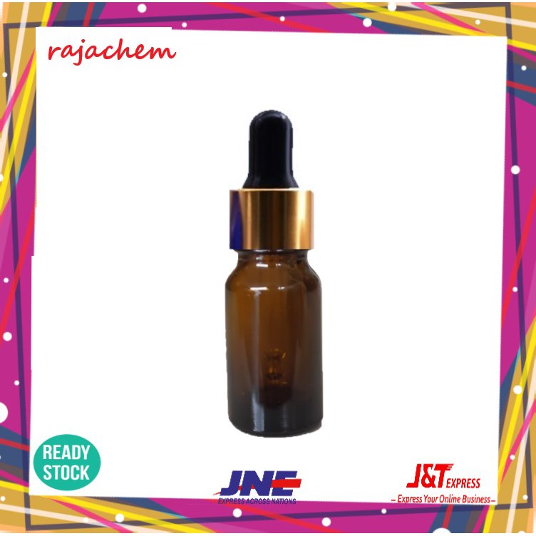 Botol Pipet Kaca Amber 10 mL Coklat Tebal Ring Gold