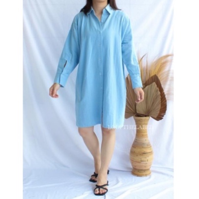 MIZU BASIC SHIRTDRESS - SHIRT DRESS LINEN / DRESS KEMEJA LINEN / MIDI DRESS / OUTFIT CASUAL FORMAL O