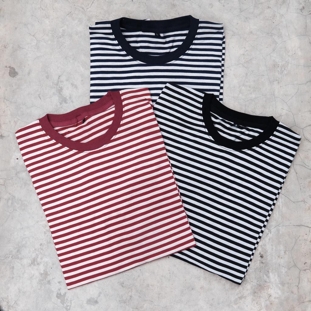  Kaos  Polos  Stripes Panjang pendek unisex Shopee 