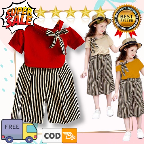 VISION ONLINE-SETELAN MONICA BAJU CELANA KULOT ANAK PEREMPUAN 1 2 3 4 5 TAHUN PANJANG KOREA LUCU ORI KAOS LENGAN PENDEK ANAK PEREMPUAN CEWEK MURAH/ CELANA PANJANG ANAK CEWEK KEKINIAN MURAH TERBARU 2021 IMPORT ORI MODERN KOREAN STYLE KOREA BAGUS ADEM