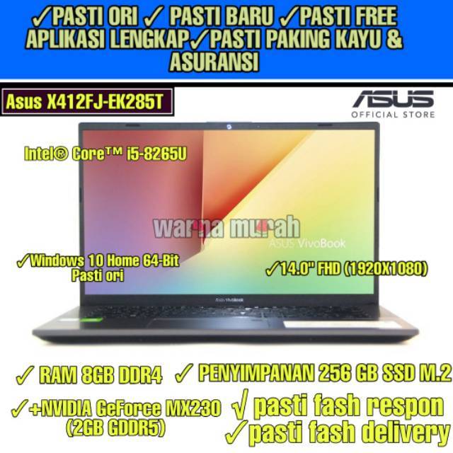 Laptop Asus X412fj Intel Core I5 Generasi 8 Ram 8 Gb Ssd 256gb Layar 14inch Fhd Vga Nvidia Mx 230 Shopee Indonesia