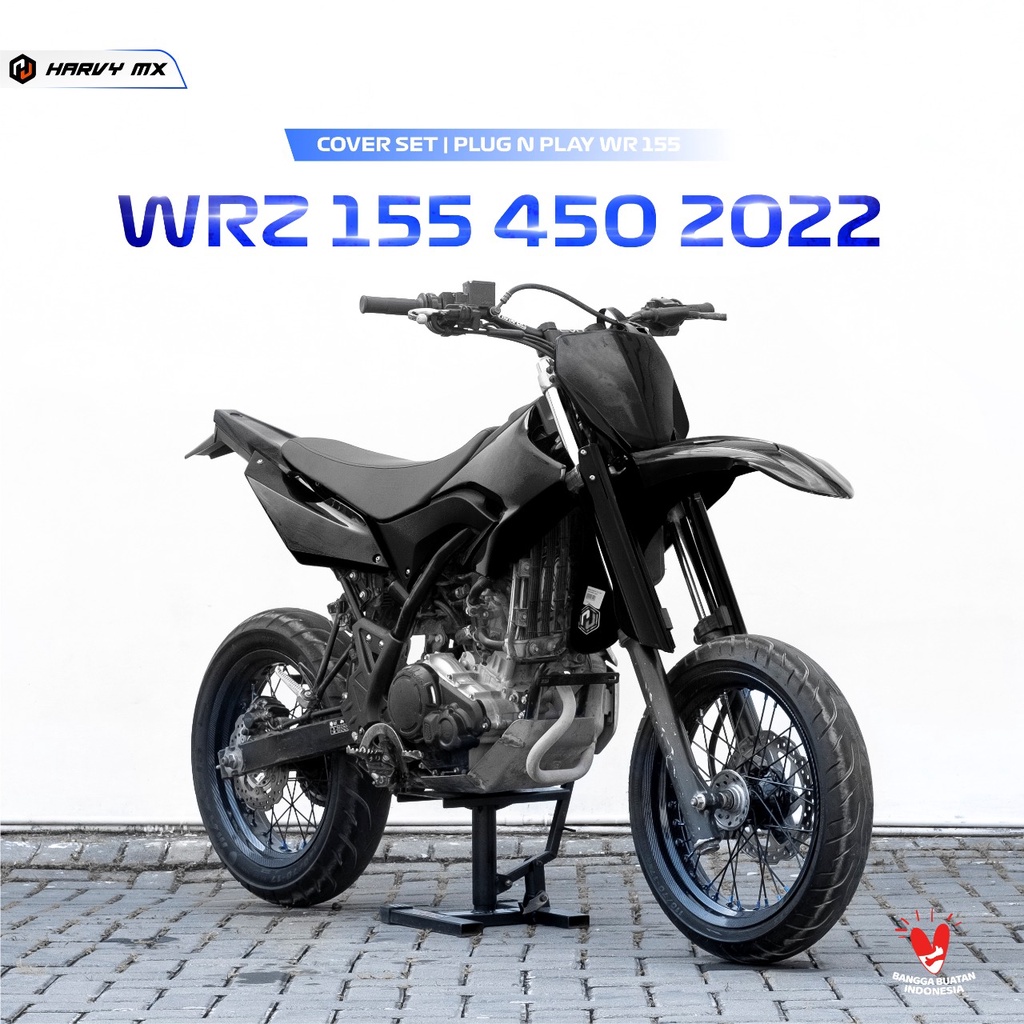 Cover Set HARVY MX Supermoto WRZ 155 450 2022 Full Cover Body Set WRZ 155 PNP WR 155 Hitam Biru Putih