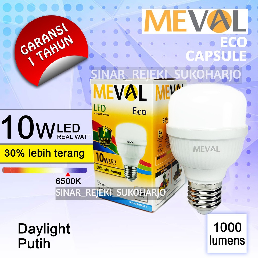 MEVAL Eco Lampu LED Kapsul 10W Putih