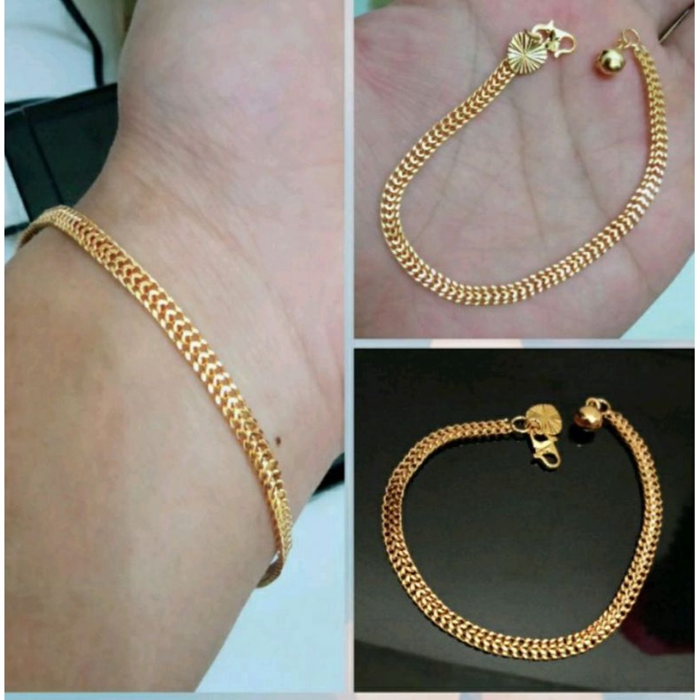 gelang tikar gold 24k free cincin coin / gelang tangan panjang 18cm