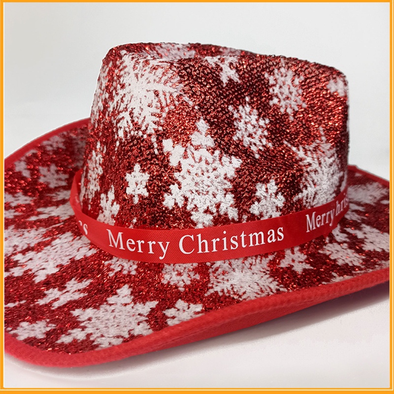 Topi Fedora Motif Snowflake Natal Gaya Vintage Untuk Pria Dan Wanita