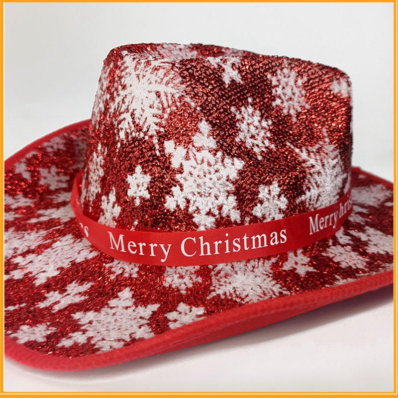 Topi Fedora Motif Snowflake Natal Gaya Vintage Untuk Pria Dan Wanita