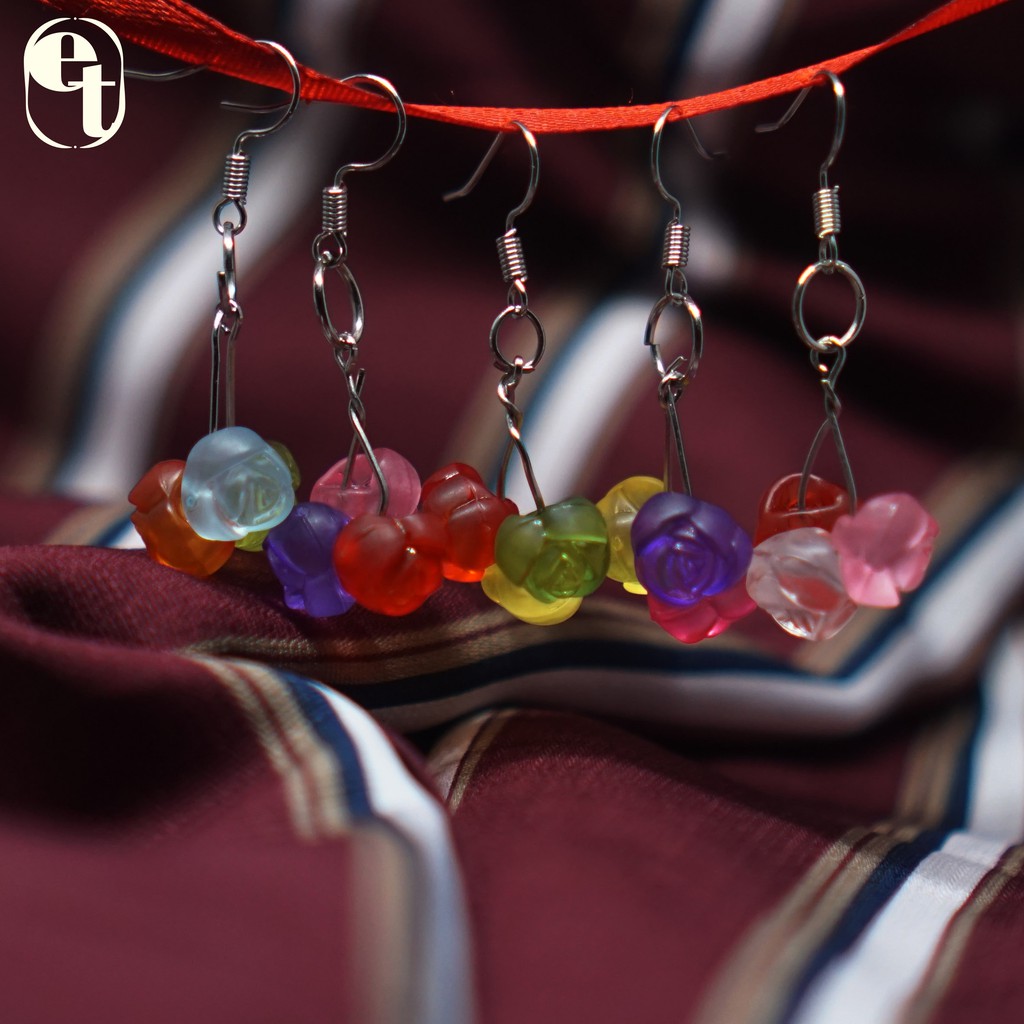 Bunga Mawar 3 | Anting bentuk Bunga Mawar | Anting buatan tangan