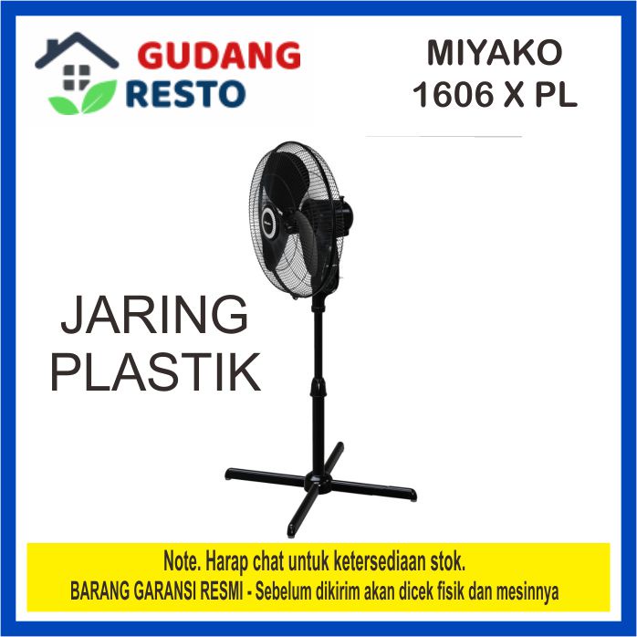 MIYAKO KAS 1606 X PL KIPAS ANGIN / BERDIRI STAND FAN KAS 1606X PL KAS1606 XPL KAKI SILANG WARNA HITAM / BLACK