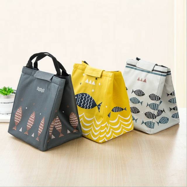 Tas Bekal Motif Ikan Tas Insulin Lunch Bag Kain Oxford Praktis