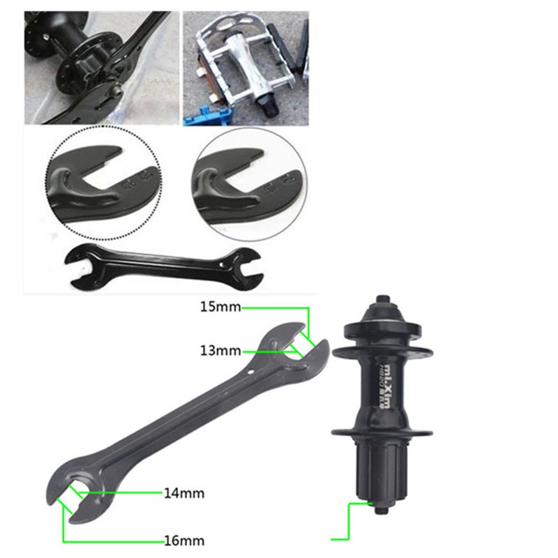 {LUCKID}13/15mm + 14/16mm Cycle Bike Bicycle Steel Bike Cycle Head Open End Axle Hub Cone Wrench Spanner Bicycle Repair Tool