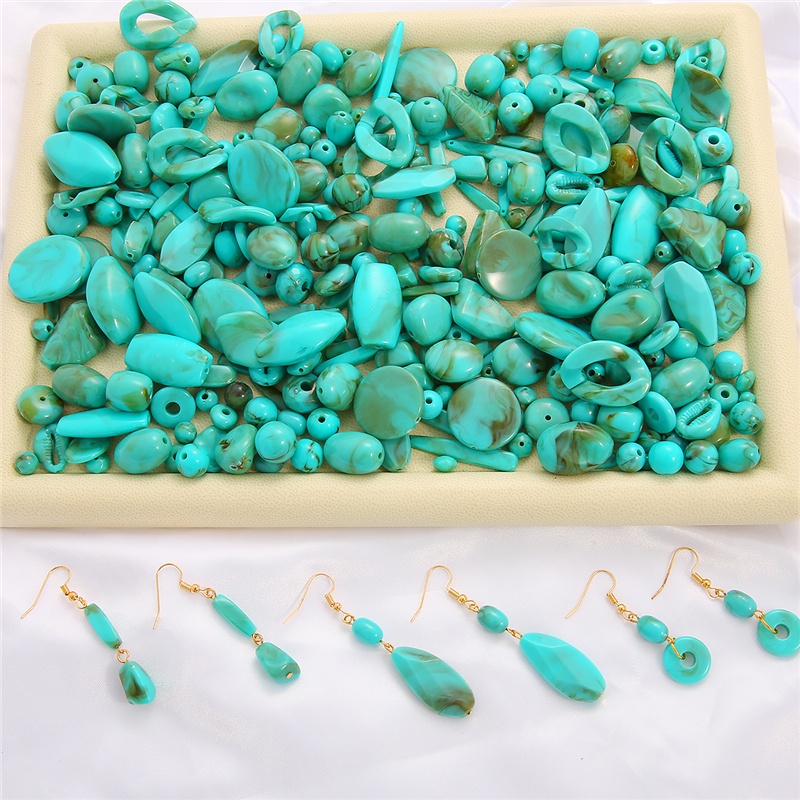 33 Gaya 30G 7-265 Pcs Bulat Oval Irregular Turquoise Imitasi Plastik Akrilik Spacer Manik-manik untuk Membuat Perhiasan Bohemia Kalung