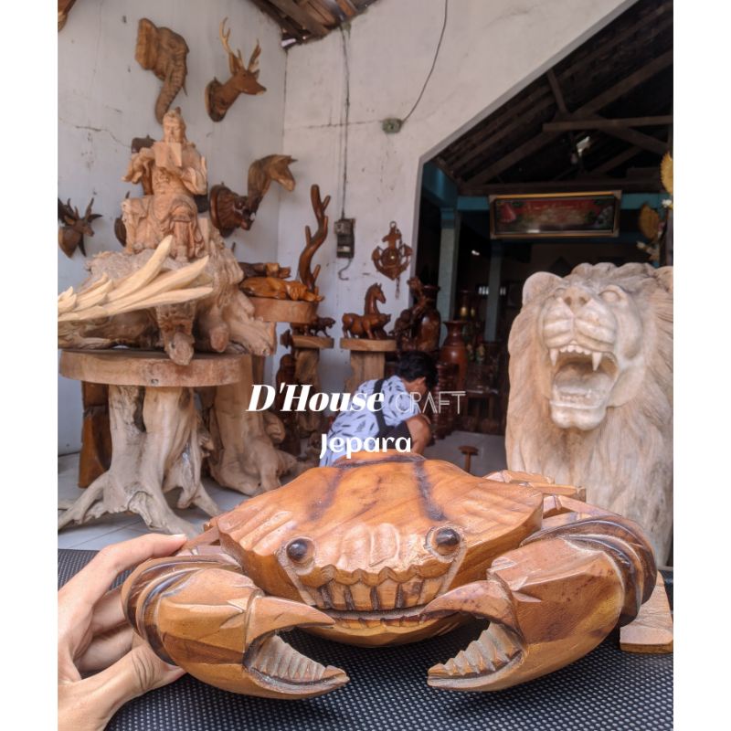 Asbak Model Kepiting Kayu Jati Natural