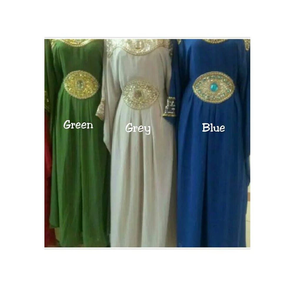 KAFTAN ELIZA MANIK/busana muslim wanita/gamis/baju lebaran - Putih  ER-147