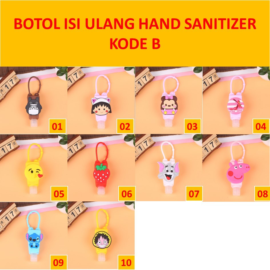 TJM VZ128 Botol Hand Sanitizer Bulat Kosong Cartoon Holder With Empty Bottle Gantungan Tas (30 ML)