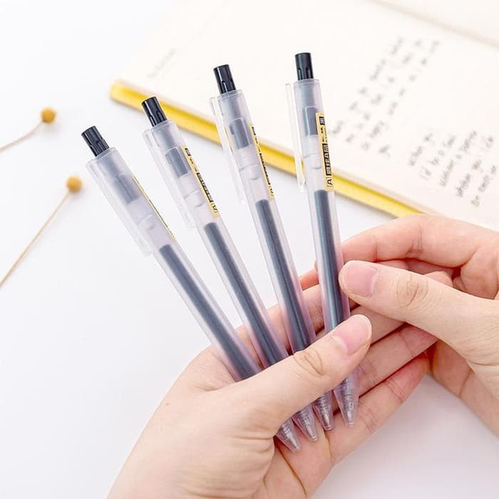 

TERLARIS Muji Smooth Gel Ink BallPoint color Pen Knock Type - pulpen - Orange