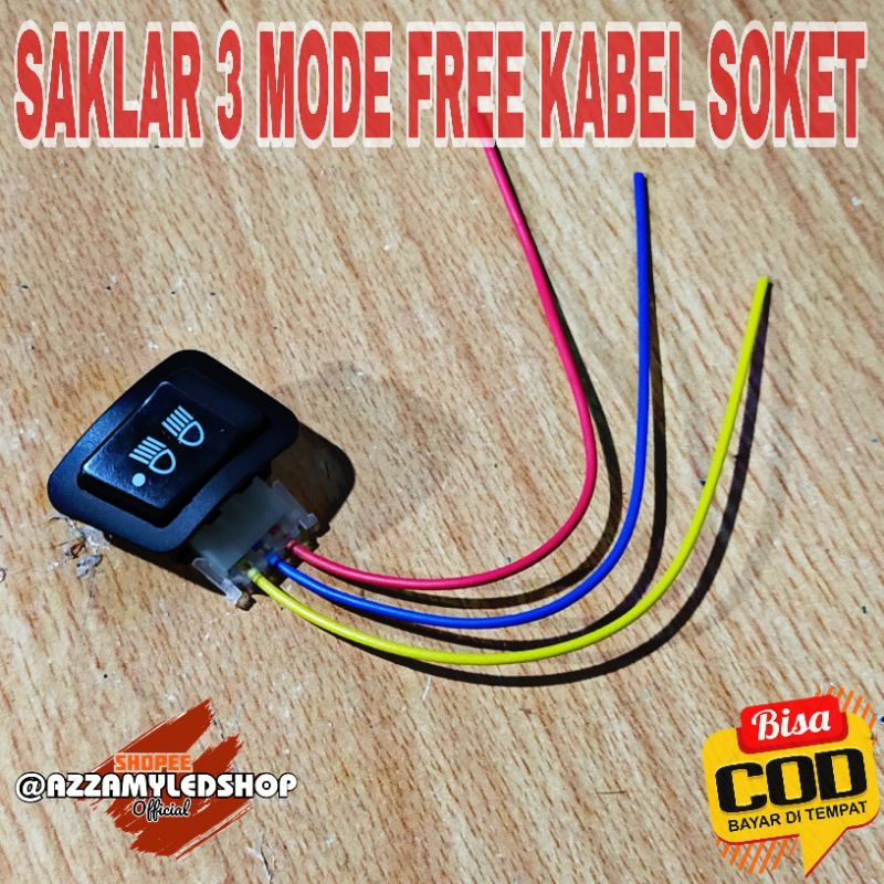 Saklar dim motor saklar high low off Beam 3 mode gratis kabel soket 3 pin Vario beat scoopy Supra blade berkualitas