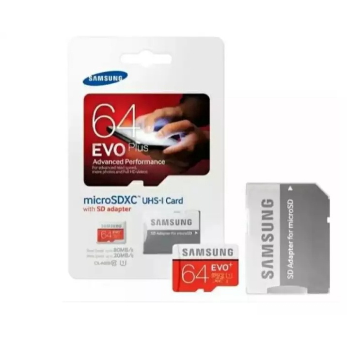 Memory Card Samsung Evo Class 10 128 / 64 / 32 /16GB Plus Micro Card With Adapter / kartu memory HP All Smartphone