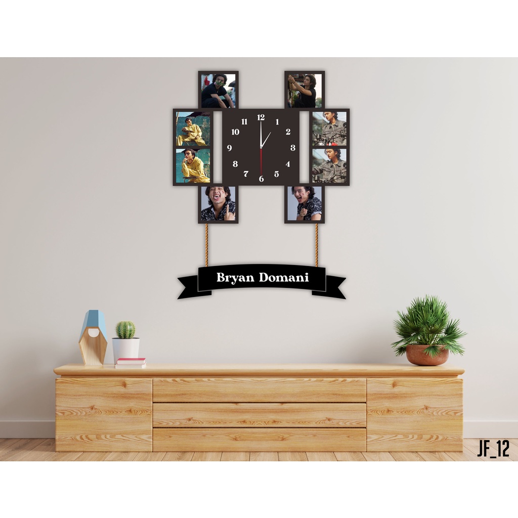 Jam Dinding Frame Custom Foto Pernikahan Keluarga Ulangtahun JF12