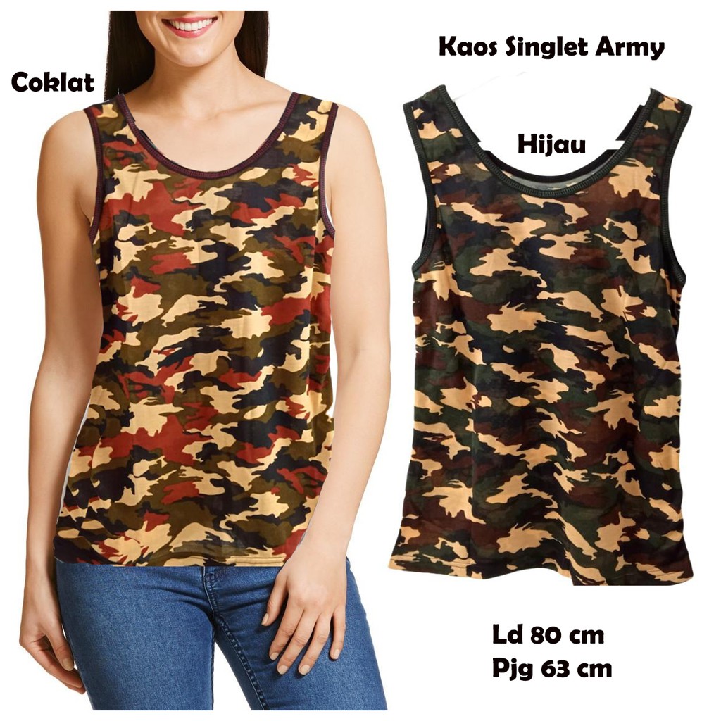 Kaos Singlet wanita Army