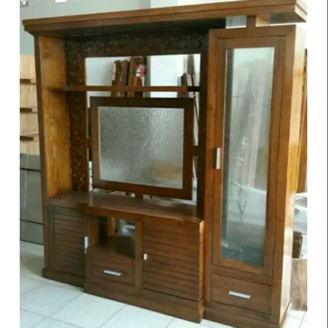 Jual Partisi Penyekat Ruangan Kayu Jati Bufet Tv Meja Tv | Shopee Indonesia