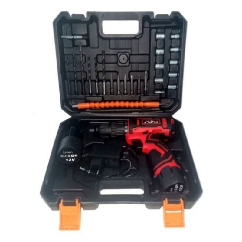 bor batre cordless jld 12v set jld merah cordless driil