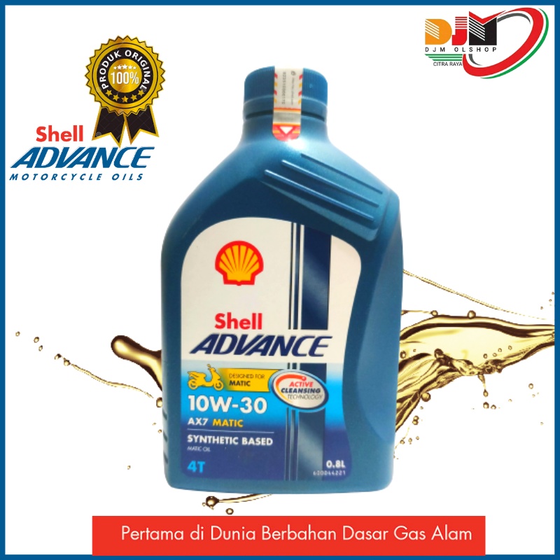 Oil Shell Advance AX7 MATIC 4T SYNTHETIC BASED 10W-30 800ML Untuk Motor Matik Original