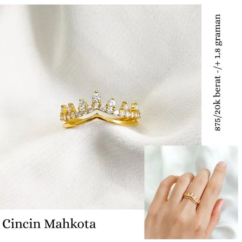 cincin mahkota ratu elegant emas asli