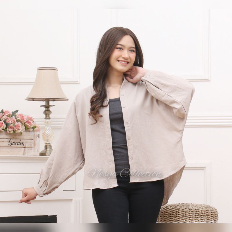 Tamara Batwing Shirt / Kemeja Outer Crinkle Linen