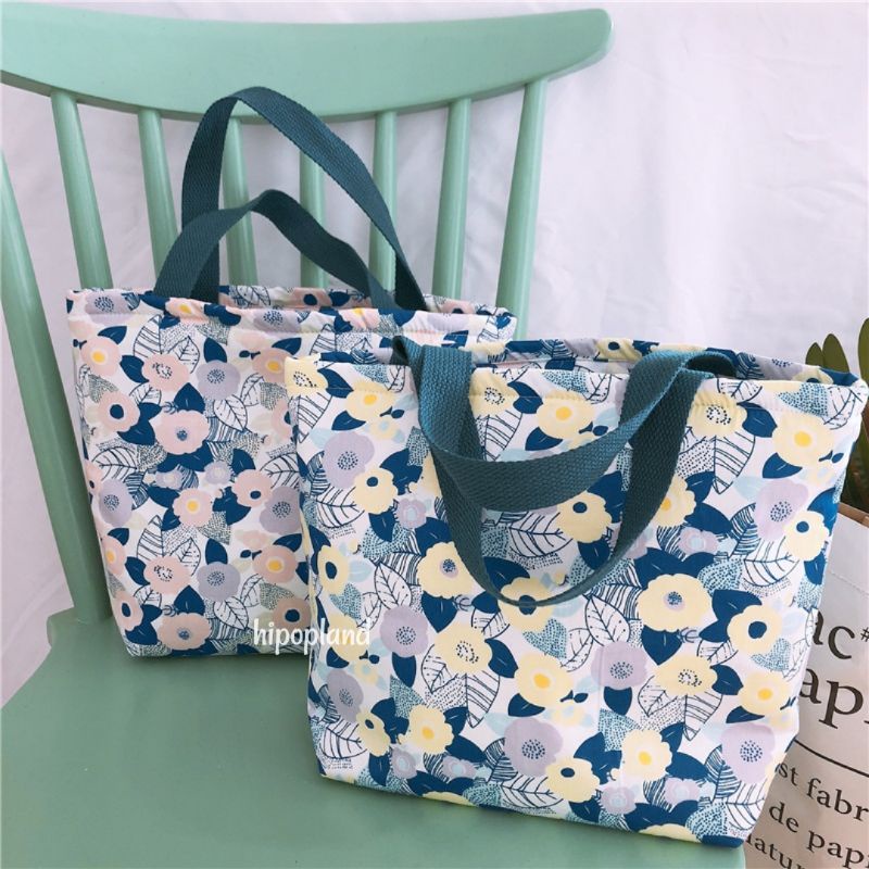 TOTEBAG CANTIK MOTIF BUNGA TAS CANVAS CANTIK