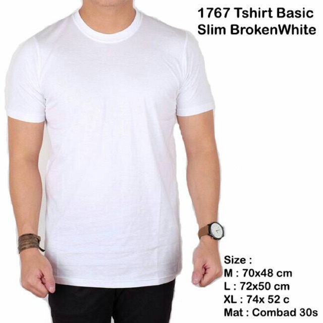 Credomenstore Tshirt Basic Slim Broken White M-XL Kaos Polos Putih Lengan Pendek Slimfit