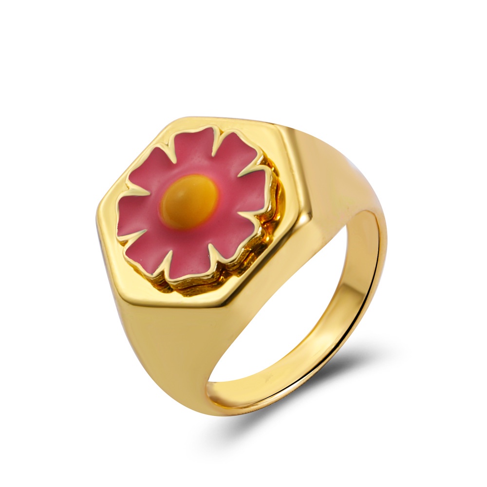 Cincin Geometris Bunga Warna-Warni Gaya retro Eropa Dan Amerika Serikat Untuk Wanita