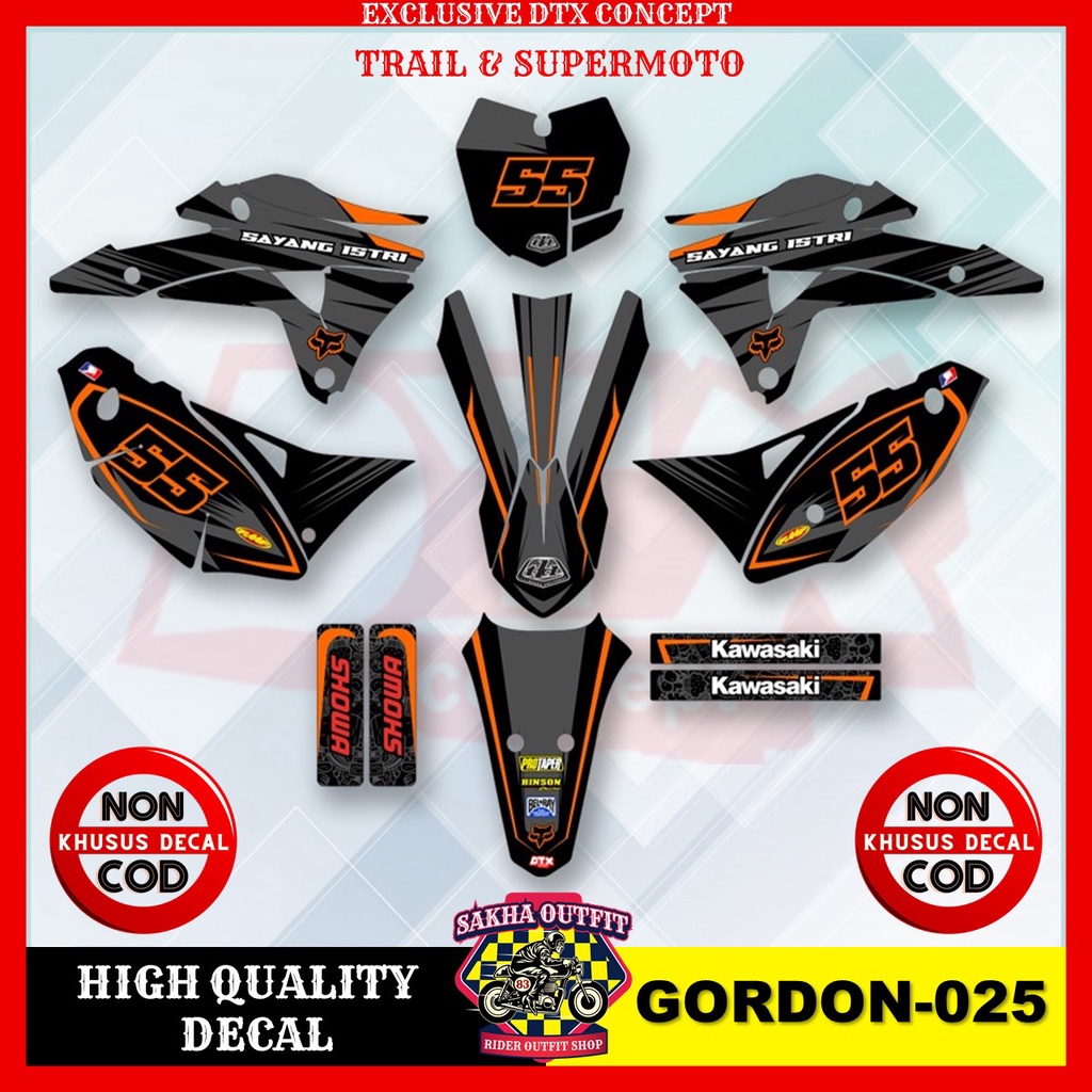 Decal klx gordon decal gordon decal klx gordon full body decal body gordon stiker motor stiker varia