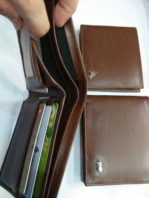 Dompet cowok pendek lipat motif kayu