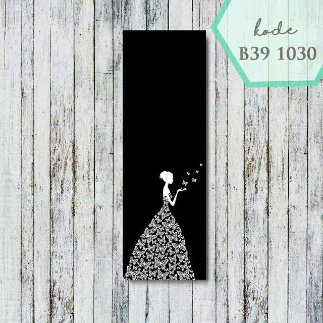 Dekorasi Dinding Scandinavian/poster Kayu / Ukuran 10x30cm / Black Butterfly