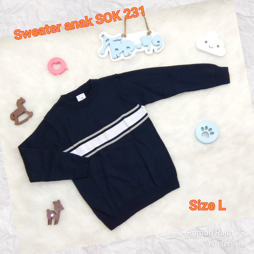 Sweater outerwear atasan anak rajut SOK 231 Navy L