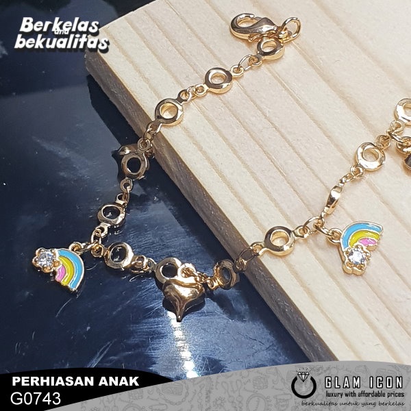 Gelang Anak Rantai Motif Bandul Bintang Pelangi G0743 GRAG