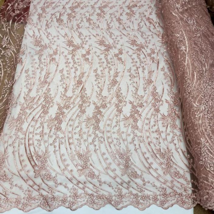 ✺ New Kain Bahan Tile Akar Mutiara Bordiran / Cocok buat gamis, tunik, dress, atasan, dll ◌