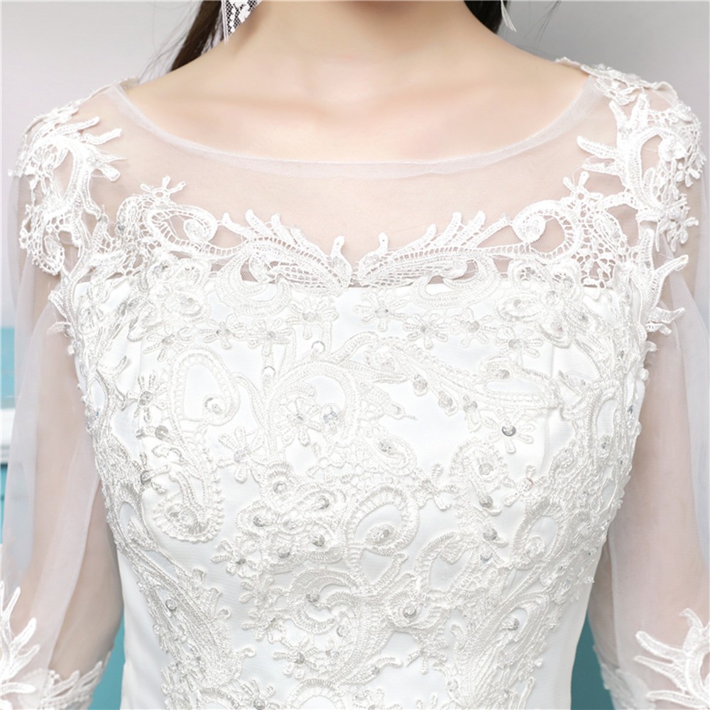 Fashion Wanita Bridal Lengan Panjang Lace Wedding Dress Bride Ball Gown