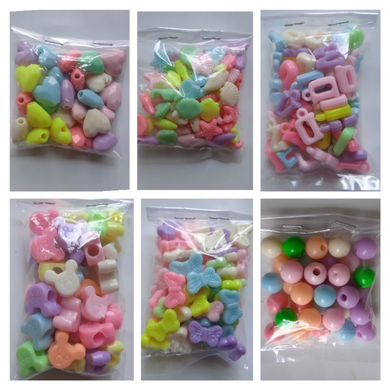 mute pastel / manik manik pastel bintang huruf hati micky