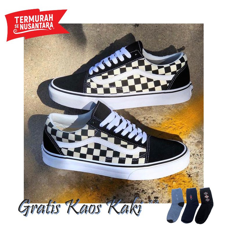 SEPATU REMAJA PRIA WANITA VANS CATUR PREMIUM KOTAK HITAM PUTIH PREMIUM SNEAKERS TERBARU MURAH