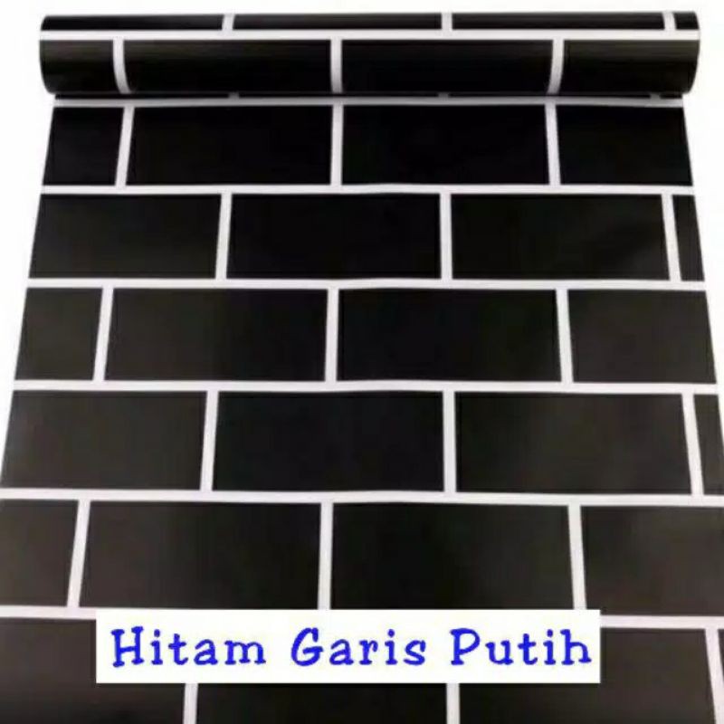 Wallpaper Sticker Dinding Motif Bata Hitam Panjang 10Meter Lebar 45Cm