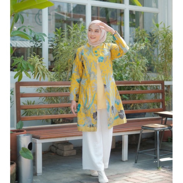 Batik Alina Tunik Batik Baju Batik Wanita Modern Atasan Batik Kerja Wanita Blouse Batik Kantor Seragam M L XL XXL