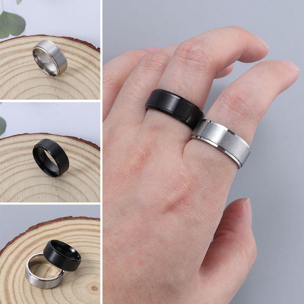 Solighter Ring Rings Aman Pria Perhiasan Multi-Ukuran Hitam Dan Perak