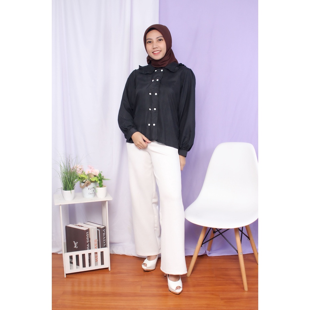 BEFAST - ZRX OOTD Wanita Blouse CANIA / Blouse Bloni /Gloni Blouse / Blouse Kekiniaan Remaja / Blouse Lengan Panjang / Blouse Ada Mutiara / Blouse Polos Casual / OOTD Wanita Remaja Kerja